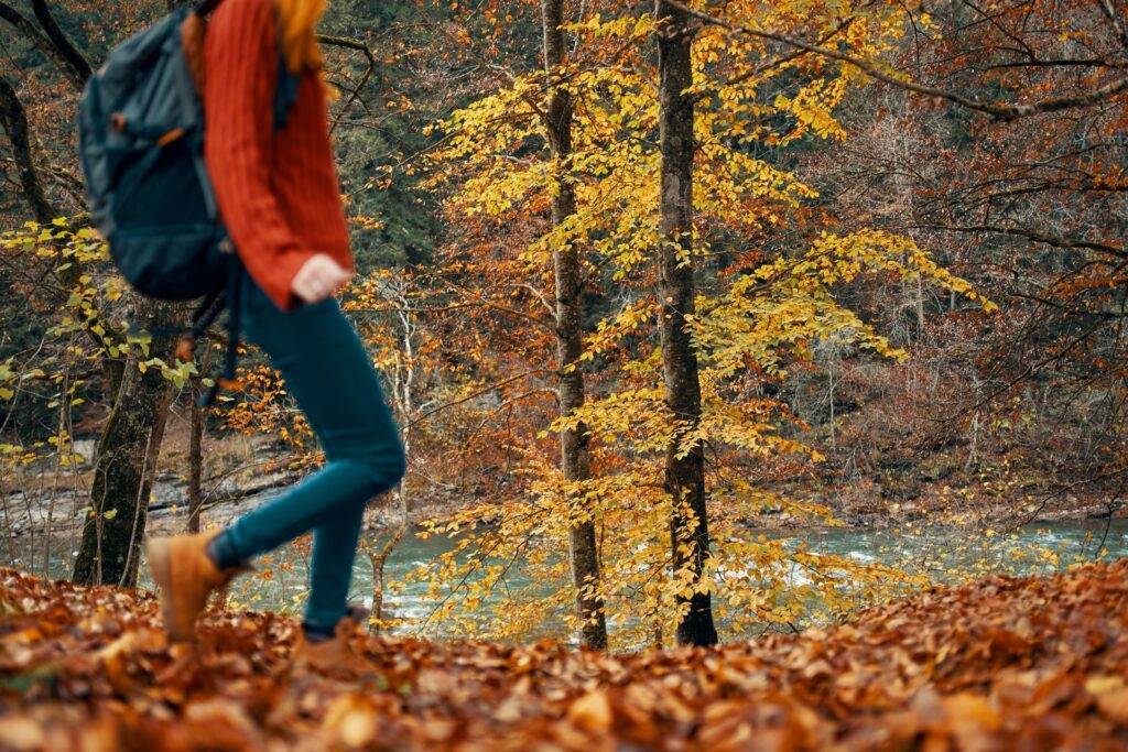 A young woman on a nature walk.