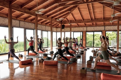 A yoga retreat class